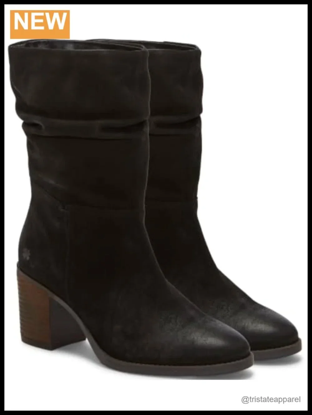Lucky Brand Bitsie Suede Ankle Bootie Pull-On Stacked Heel